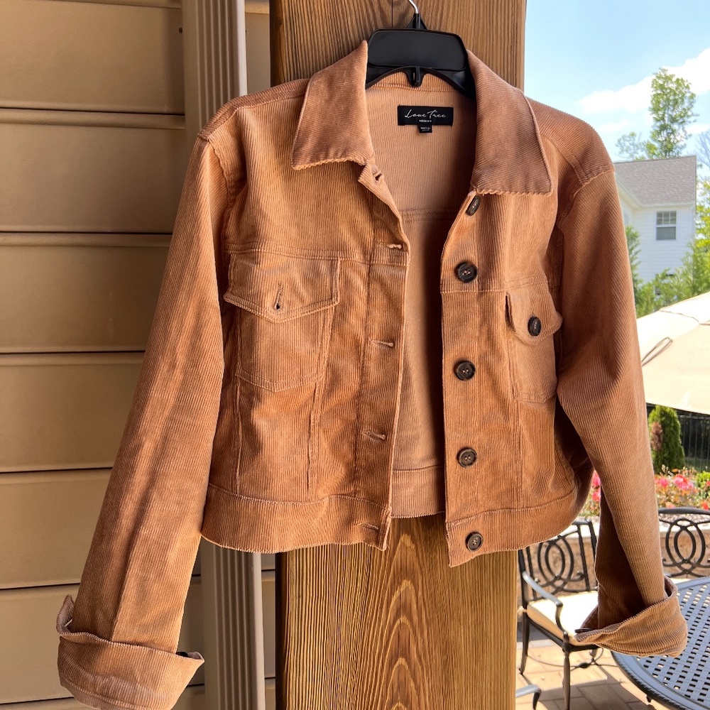 Cropped Brown Jacket Love Tree- Medium